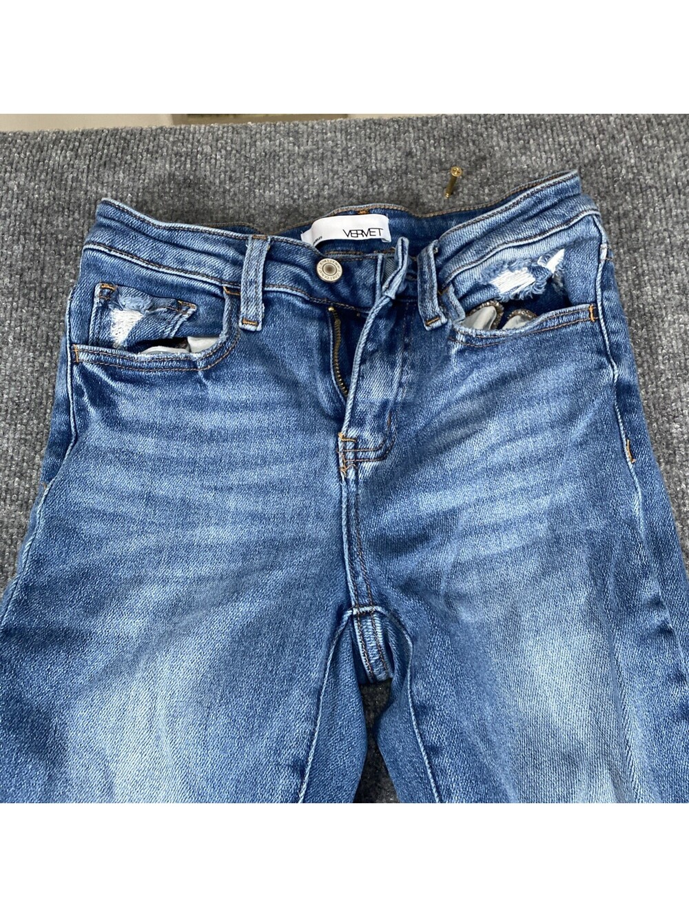 Vervet Los Angeles Wide Leg Distressed Jeans Floral Sz 25 Grandma Chic Grunge AG - Picture 2 of 16